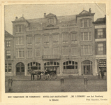 710748 Drukwerkfoto van Café Hotel de l’Europe, Vreeburg 17 te Utrecht. Met een gezicht op de voorgevel van het ...